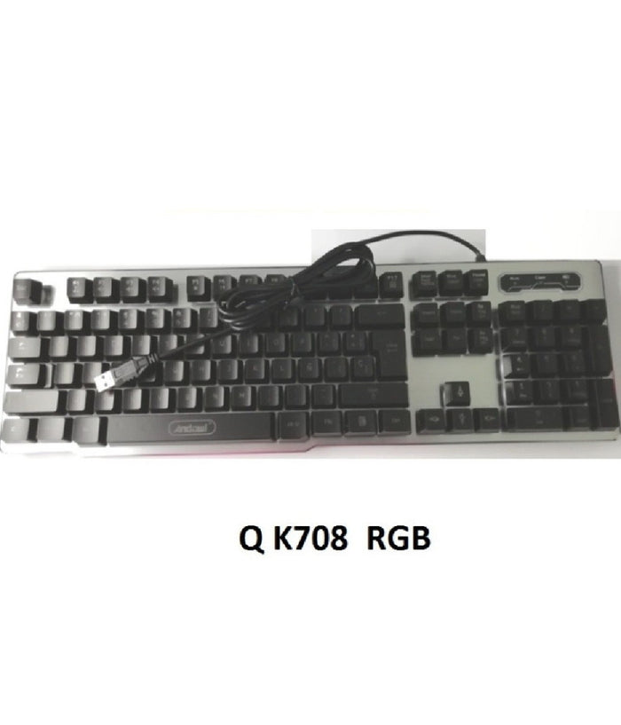 Tastiera Gaming Da Gioco Cablata Retroilluminata Arcobaleno Rgb Luce Led Qk708         
