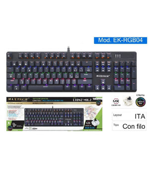 Tastiera Gaming Meccanica Layout Italiano Retroilluminato Led Rgb Filo Ek-rgb04         