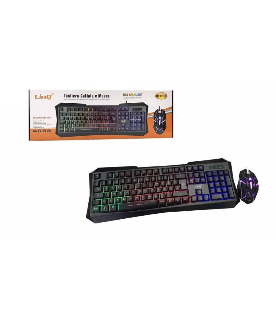 Tastiera Mouse Retroilluminata Gaming Con Cavo Usb Led Rgb Ergonomica Led-mk1568         