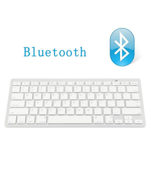 Tastiera Qwerty Bluetooth Wireless Per Tablet Smartphone Smart Tv Pc Bianca Slim         