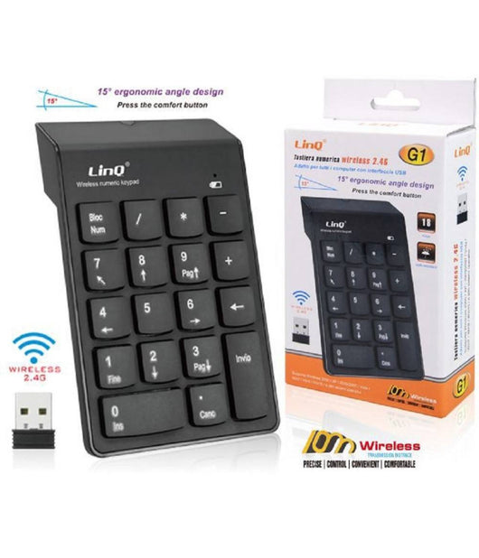 Tastiera Tastierino Numerico Wireless 2.4ghz Pc Notebook G1 18 Tasti Interfaccia Usb         
