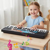 Tastiera pianoforte per bambini elettrica portatile a 49 tasti, Tastiera strumento musicale elettronico educativo Nero-Tastiere elettriche