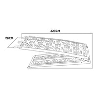 Taurus 500 - Rampa da carico auto e moto in Alluminio Portata Max 500Kg Lunghezza Max 2.2MT. Fornita supporti di sostegno ultra-resistenti cinghie di sicurezza.