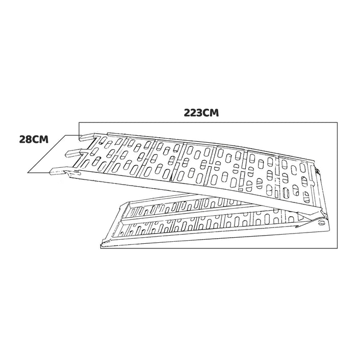 Taurus 500 - Rampa da carico auto e moto in Alluminio Portata Max 500Kg Lunghezza Max 2.2MT. Fornita supporti di sostegno ultra-resistenti cinghie di sicurezza.