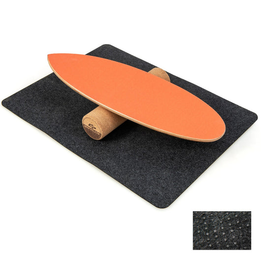 Tavola oscillante realizzata in legno di betulla e sughero, Balance board con rullo e copertura antiscivolo Arancione-Barre per flessioni
