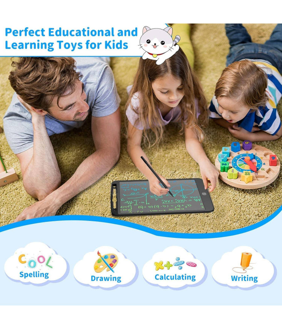 Tavoletta Grafica Da Scrittura Lcd Lavagna Elettronica Disegni 12" Multicolore         