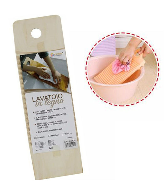 Tavoletta Rettangolare Legno Lavatoio Lavaggio A Mano Biancheria Viaggio 40x12cm         
