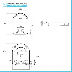 Tavoletta wc dedicata Dolomite Clodia in legno rivestito bianco con cerniere