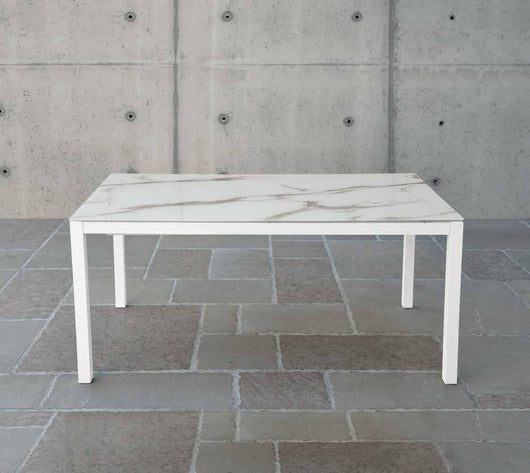 Tavolo vetro chiaro serigrafato pietra allungabile misura l.160 p.90 h.76(aperto(260x90)