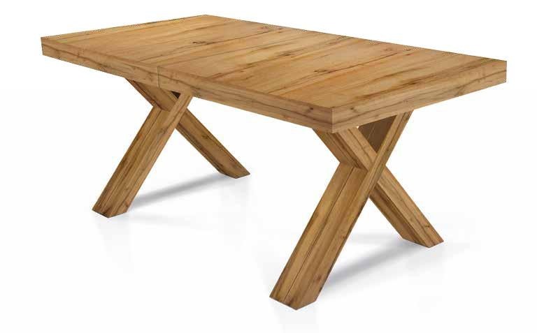 Tavolo rettangolare a croce allungabile in rovere nodato nobilitato l.180 p.100 h.76
