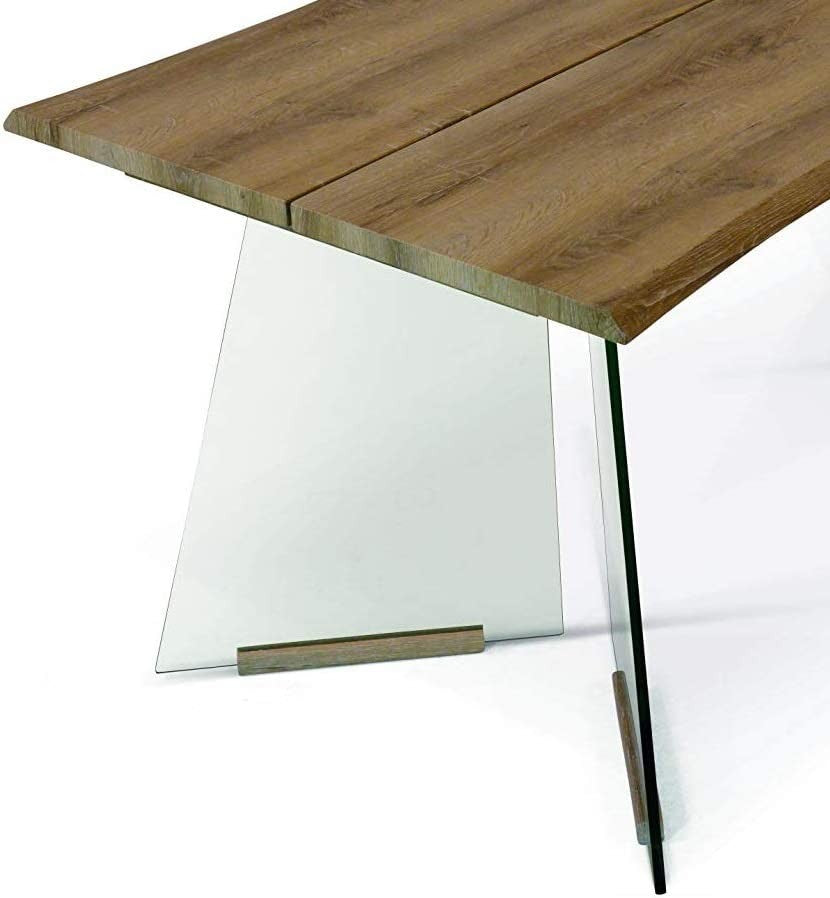 Tavolo fisso impiallacciato  base vetro misura l.180 p.90 h.76