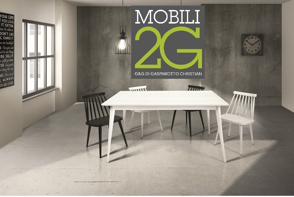 Tavolo allungabile in abete spazzolato laccato bianco 160x85