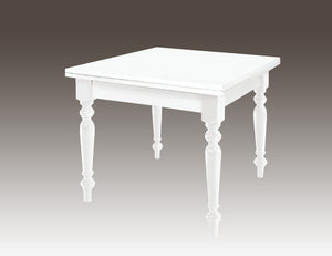 Tavolo laccato gamba tornita 100x100 allungabile a libro