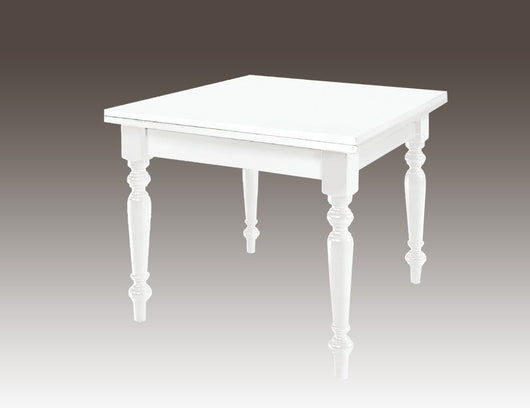 Tavolo laccato gamba tornita 100x100 allungabile a libro