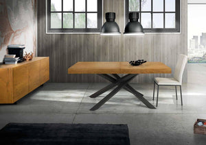 Tavolo  big table impiallacciato legno rovere nodato  l.160 p.90 h.78 (aperto260cm)