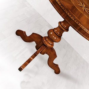 Tavolo rotondo in legno intarsiato misura diametro 90 h.78