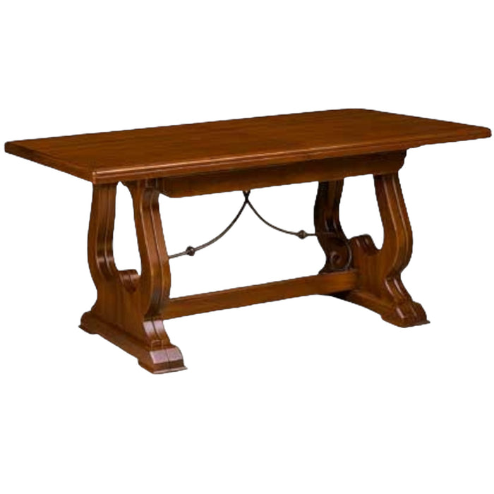 Tavolo fratino con ferro allungabile in legno arte povera noce scuro 180x85 (102) - Mobili 2G