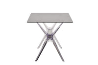 Tavolo in polipropilene trasparente e vetro trasparente fume' l.140x h.76 p.80