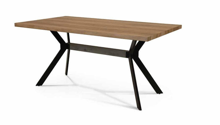 Tavolo fisso impiallacciato  base metallo misura l.160 p.90 h.76