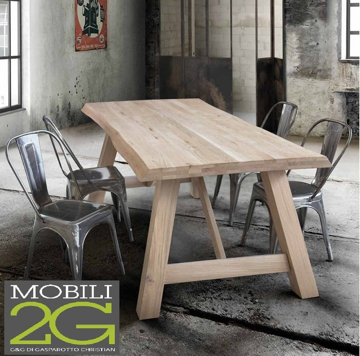 Tavolo massello nodo aperto 250x100 sp. 6 cm  fisso - Mobili 2G