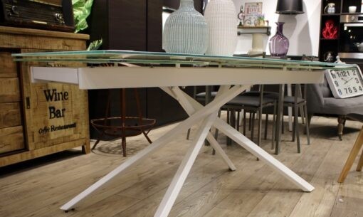 Tavolo big table piano vetro bianco misura l.160 p.90 h.76(aperto 240 cm) (950) - Mobili 2G