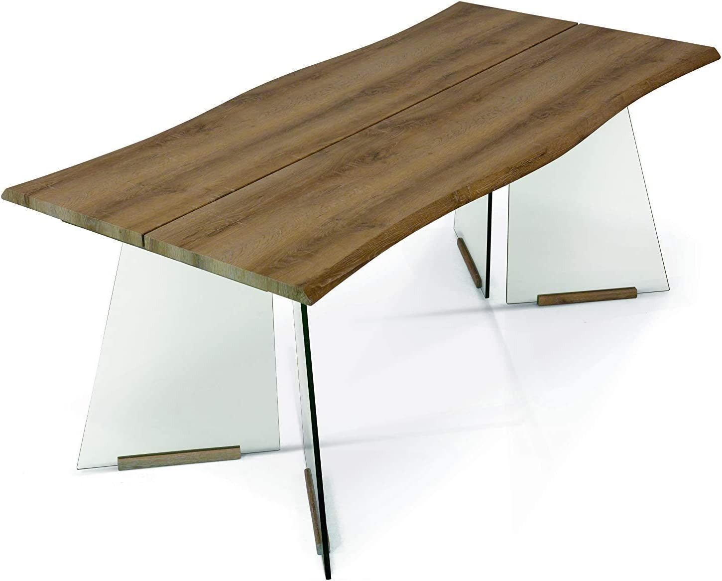 Tavolo fisso impiallacciato  base vetro misura l.180 p.90 h.76