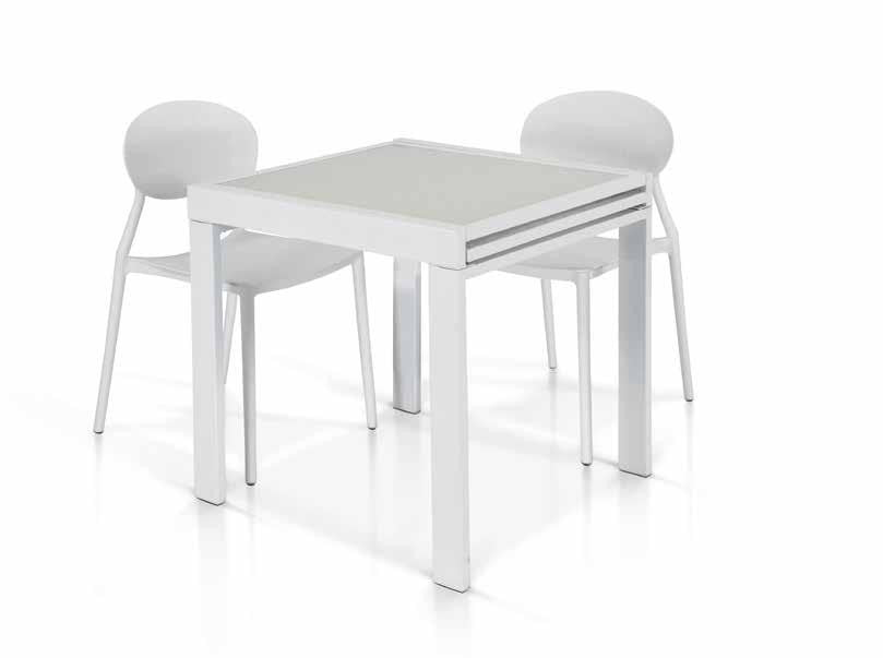 Tavolo allungabile vetro grigio base metallo grigio misura 90x90 h.75