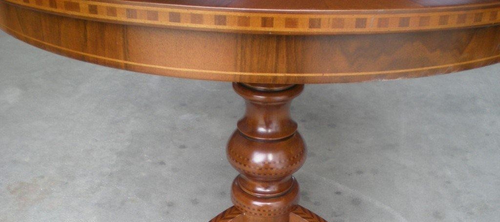 Tavolo rotondo in legno intarsiato misura diametro 90 h.78