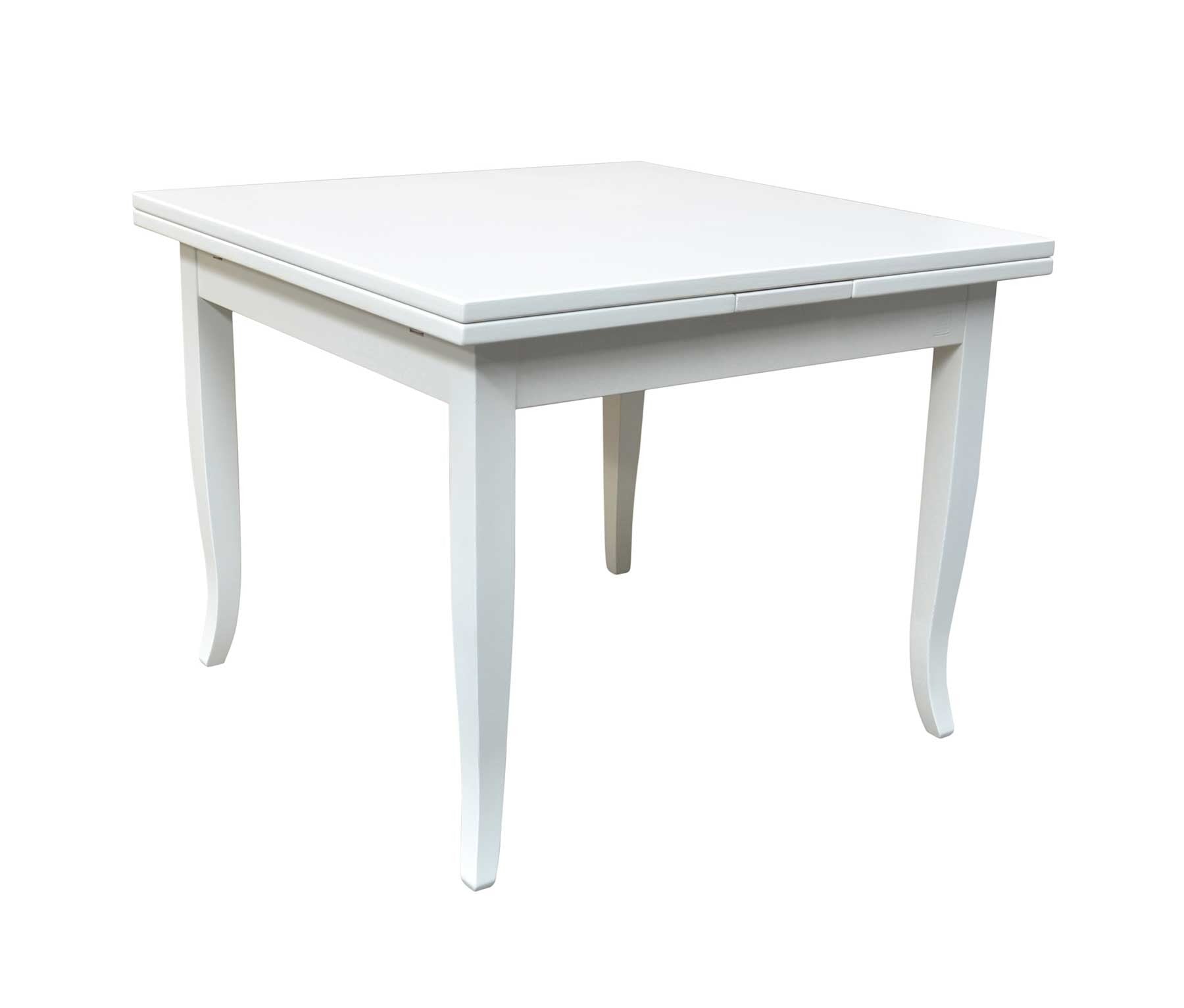 Tavolo con allunghe 90x90 libro bianco opaco (747) - Mobili 2G