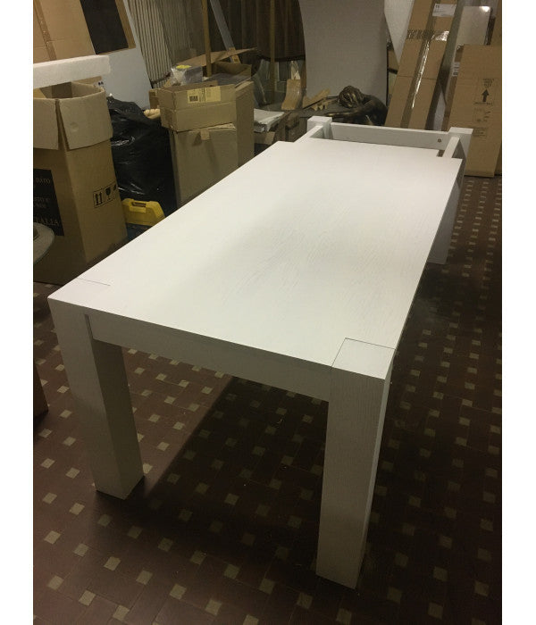 Tavolo rettangolare allungabile rovere laccato bianco l.180 p.90
