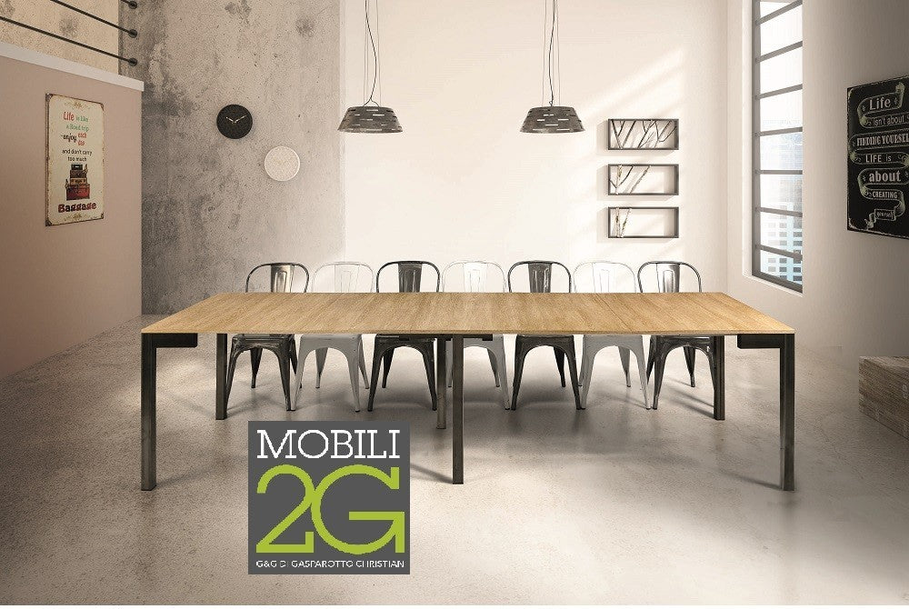 Consolle allungabile laminato rovere naturale/basamento industrial 90x50