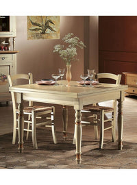 Tavolo a libro in legno laccato avorio-ocra  l.100 p.100 h.80 (1303) - Mobili 2G