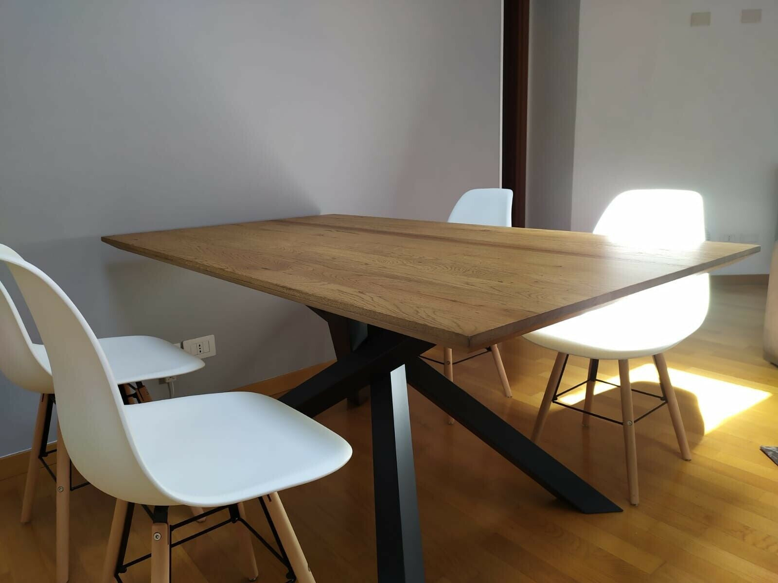 Tavolo big table fisso in rovere massello nodato spessore 4 cm. misura l.250 p.100 h.75 (1621) - Mobili 2G