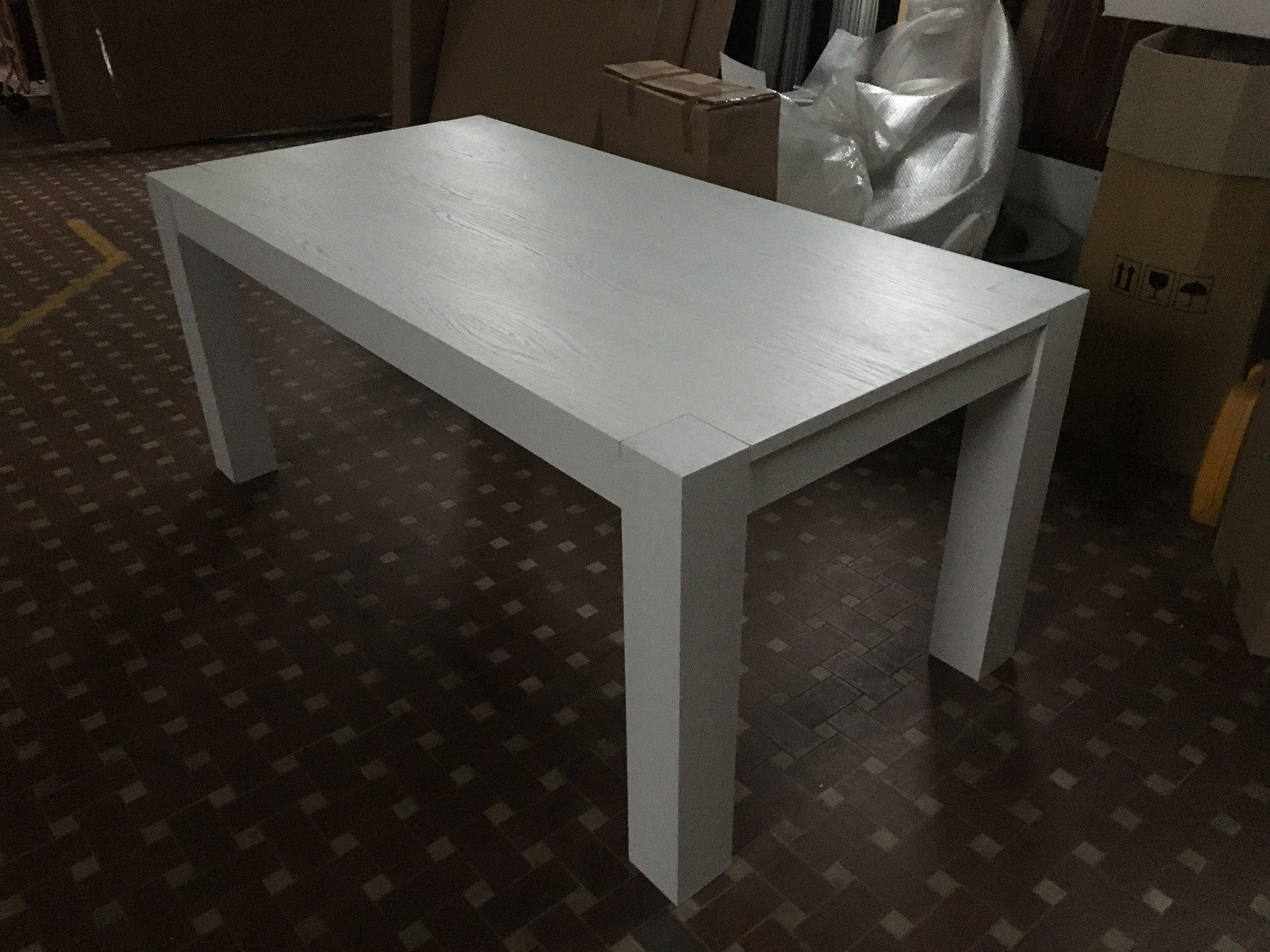 Tavolo rettangolare allungabile rovere laccato bianco l.160 p.90 h.78