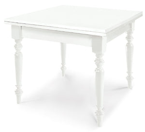 Tavolo laccato gamba tornita 100x100 allungabile a libro