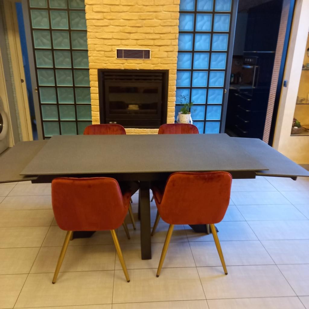 Tavolo big table piano vetro ceramica finitura pietra nera misura l.160 p.90 h.76(aperto 240 cm)
