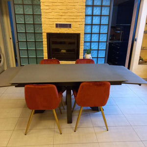 Tavolo big table piano vetro ceramica finitura pietra nera misura l.160 p.90 h.76(aperto 240 cm)