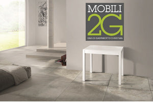 Consolle allungabile laminato rovere bianco/basamento bianco 90x50