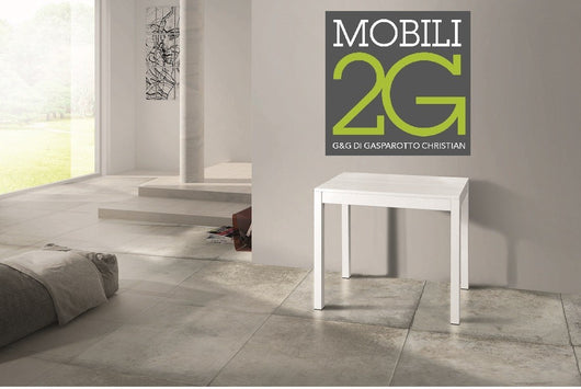 Consolle allungabile laminato rovere bianco/basamento bianco 90x50