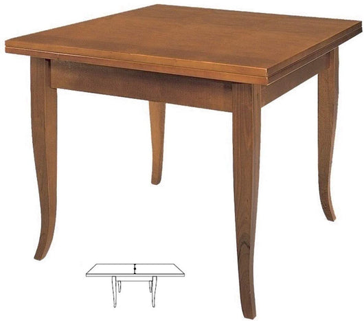 Tavolo noce gamba sciabola 100x100 allungabile a libro (14) - Mobili 2G