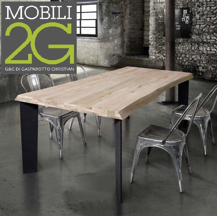 Tavolo massello nodo aperto 180x90 sp. 6 cm  fisso