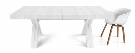 Tavolo rettangolare a croce allungabile bianco consumato nobilitato l.180 p.100 h.76