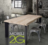 Tavolo massello nodo aperto 250x100 sp. 6 cm  fisso