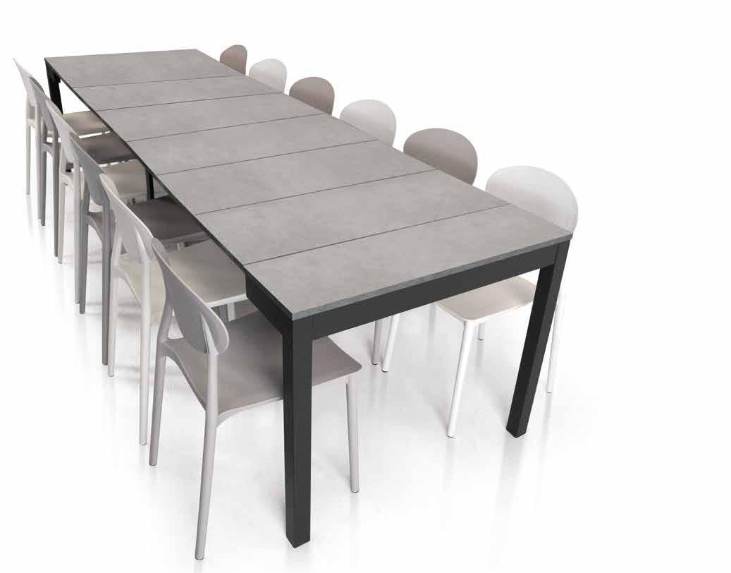 Consolle finitura nobilitato beton con 5 allunghe da 50 cm misura l.90 p.50 h.75(aperto 300 cm)