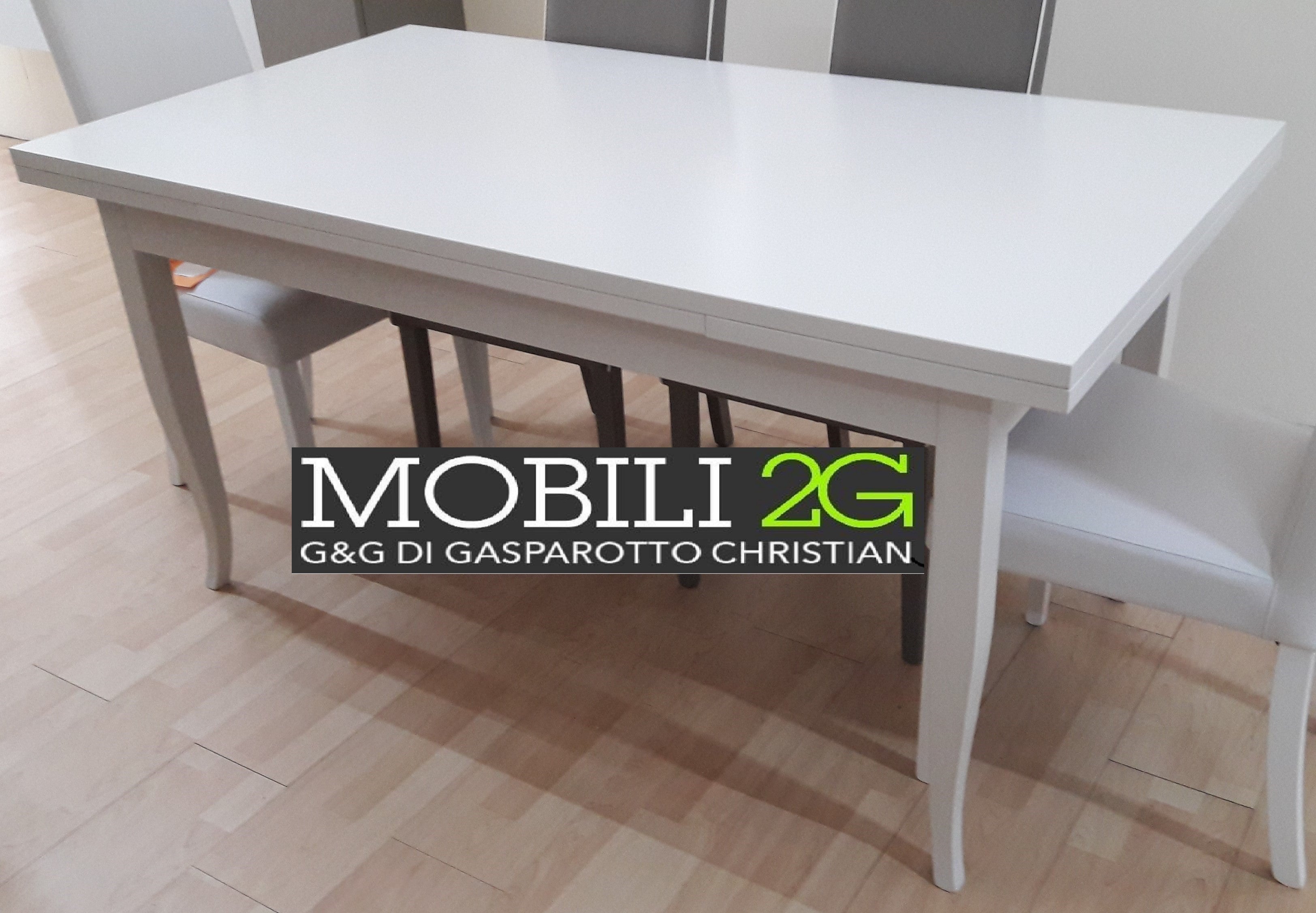 Tavolo con allunghe 140 x 80 bianco opaco