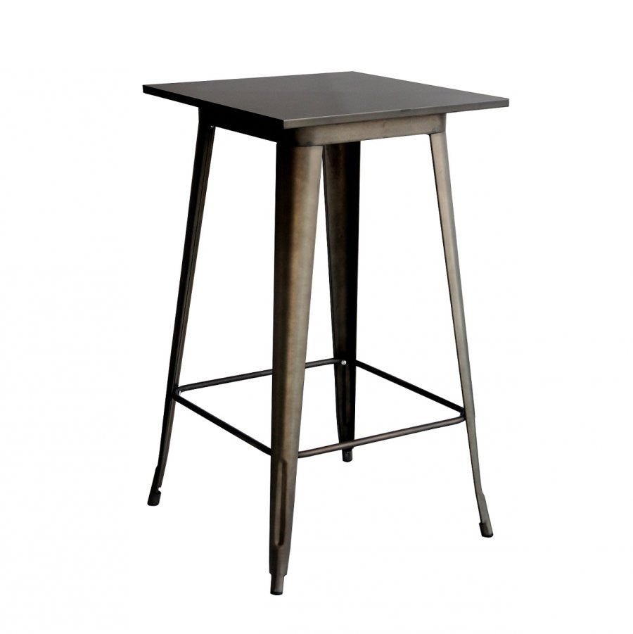 Tavolo alto piano e struttura metallo colore canna di fucile  l. 60 h. 105 p. 60