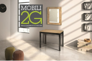 Consolle allungabile laminato rovere naturale/basamento industrial 90x50