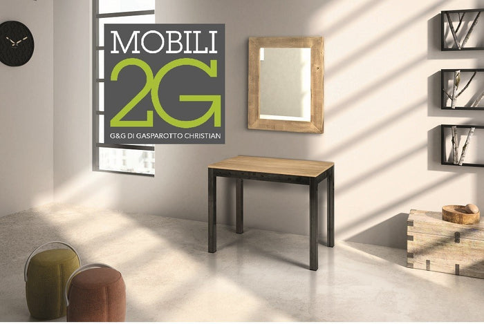 Consolle allungabile laminato rovere naturale/basamento industrial 90x50