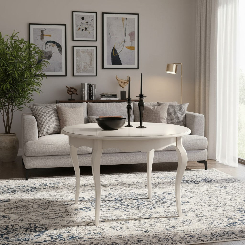 Tavolo rotondo bianco laccato shabby classico 100 h.78 - Mobili 2G