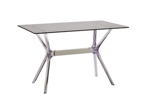 Tavolo in polipropilene trasparente e vetro trasparente fume' l.120x h.76 p.80